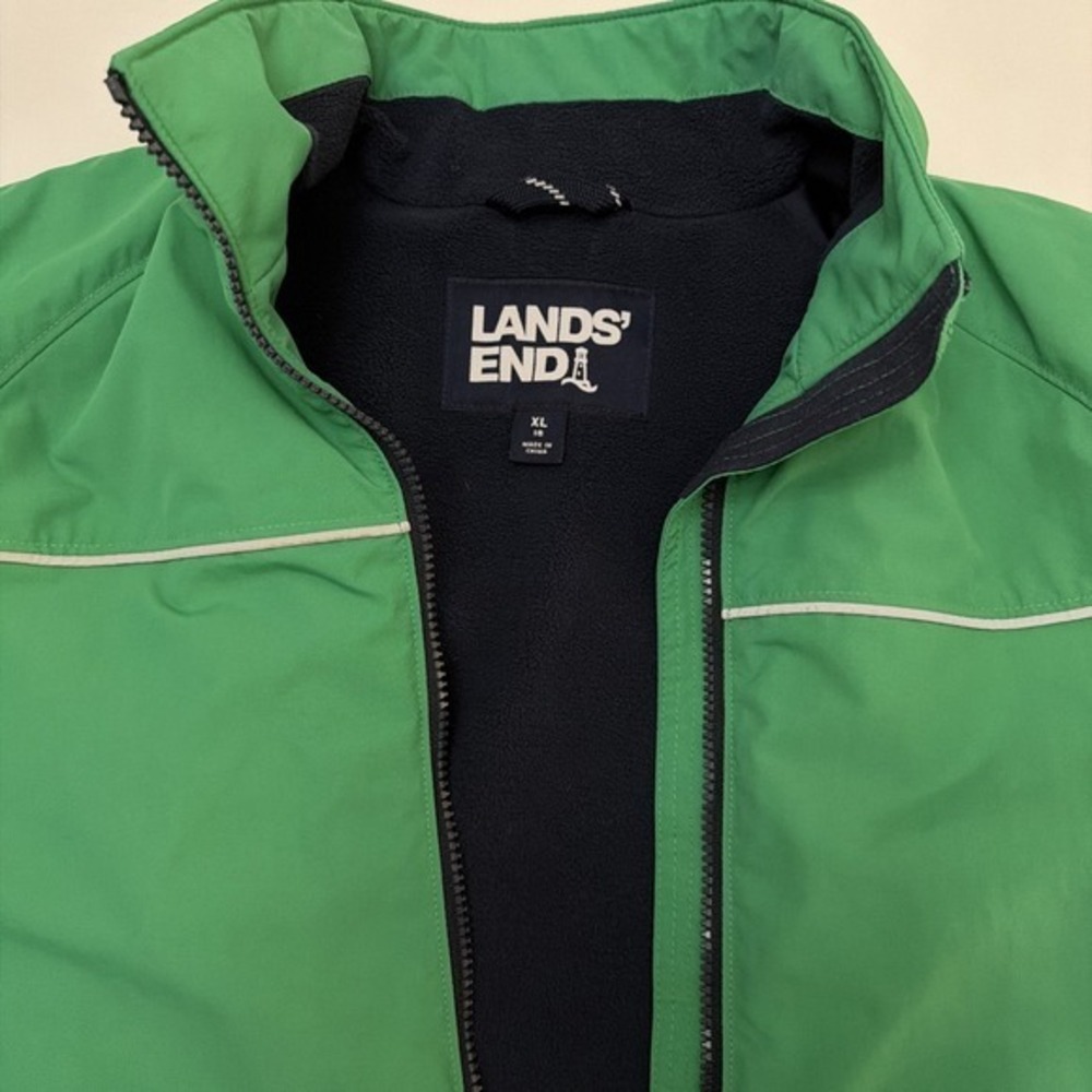 Lands End Woman's Nylon Shell Fleece-Lined Bomber jacket XL 18 Green.    ‎   794